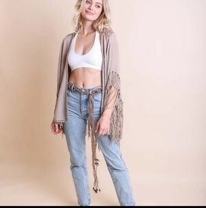 L4 Boho Fringe Poncho with Crochet Detail Restock!